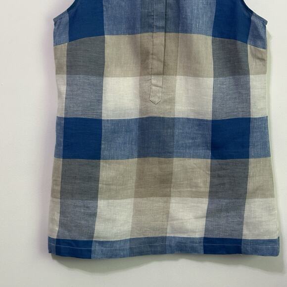 Chadwicks Of Boston Tunic Top L Linen Blend Sleeveless Half Button Plaid Summer - Picture 4 of 10
